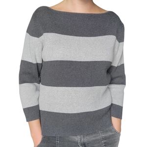 Rafaella Women's Y2K Two-Tone Gray Striped Sweater Size Medium